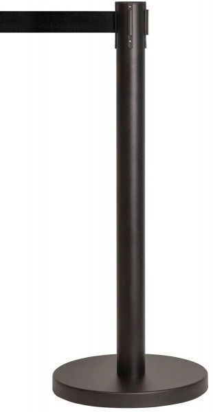Стойка ограждения с вытяжной лентой (черная) 3 м, сталь окрашенная в Самаре - картинка, изображение, фото